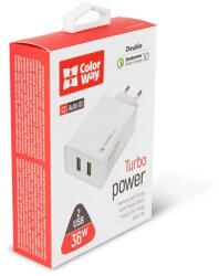 ColorWay USB töltő adapter, 2USB Quick Charge 3.0 (36W) white (CW-CHS017Q-WT) - tobuy