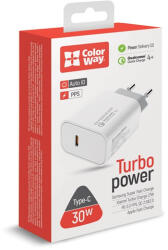 ColorWay USB töltő adapter, Power Delivery Port PPS USB Type-C (30W) fehér (CW-CHS038PD-WT) - tobuy