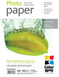  COLORWAY Fotópapír, fényes öntapadó (glossy self-adhesive), 115 - 80g/m2, A4, 50 lap - tobuy