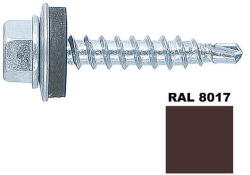 STARK FIX Surub autoforant STARKFIX, cu cap hexagonal si saiba EPDM, pentru metal, 4, 8x35, RAL8017, 250buc (281427) - 24mag