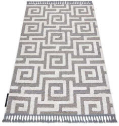 Berber Kab. Szőnyeg MAROC P655 labirintus, görög szürke / fehér Rojt BERBER shaggy 120x170 cm