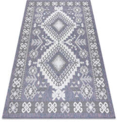 Fonott sizal szőnyeg SION azték 3007 lapos szövött kék / rózsaszín / ecru 200x290 cm (D790)