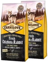 CARNILOVE Fresh Adult Dog Chicken & Rabbit Muscles, Bones & Joints- Csirke és Nyúl Hússal 2x12kg (7742)