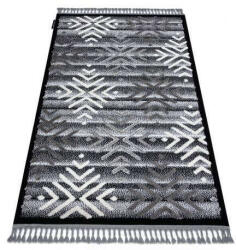 Berber Kab. Szőnyeg MAROC P658 Hópelyhek fekete / szürke Rojt BERBER shaggy 160x220 cm