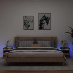 vidaXL 2 db antik fa színű éjjeliszekrény LED-fényekkel 40x39x48, 5 cm (857659)