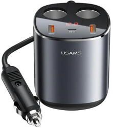 USAMS Incarcator Auto Type C, 2x USB, 245W - Usams (US-CC151) - Grey (KF2316646) - pcone