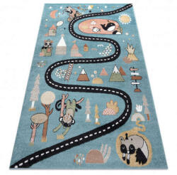 Szőnyeg FUN Route gyerekeknek, utca, állatok kék 160x220 cm (O244)