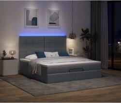 vidaXL Ottomán ágykeret matraccal sötét szürke 160x200cm szövet (3314018)
