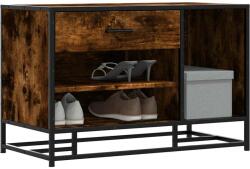 vidaXL cipőpad füstölt tölgy 80x40x53, 5 cm fából és fémből készült (849226) - vidaxl