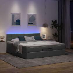 vidaXL Ottomán ágykeret matraccal sötét szürke 160x200cm szövet (3312320)