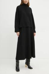 Ivy Oak gyapjú szoknya fekete, maxi, harang alakú, IO113148 - fekete XS