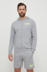 HUGO BOSS pamut pulóver otthoni viseletre szürke, nyomott mintás, kapucnis - szürke L - answear - 27 990 Ft