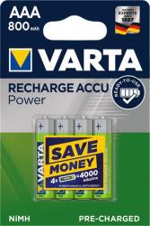 VARTA Tölthető elem, AAA mikro, 4×800 mAh, előtöltött, VARTA „Power (VAKU04)