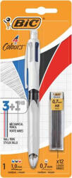 BIC Golyóstoll, háromszínű, nyomósirónnal egyben, BIC "4 Colours" + grafitbél (BC942103) - onlinepapirbolt