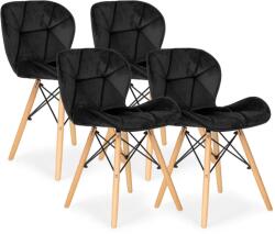 ModernHOME bársony borítású étkezőszékek, fekete színben, 4 darabos készlet (KJC208 BLACK)
