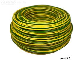  MCU 2, 5mm2 vezeték zöld-sárga tömör réz kábel H07V-U 100m/tekercs (H07V-U1x 2.5z/s)
