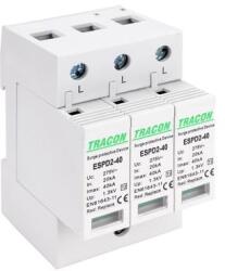 Tracon T2 AC típusú túlfeszültség levezető, cserélhető betéttel ESPD2-40-3P (ESPD2-40-3P)