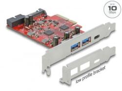 Delock PCI Express x4 Kártya - 1x USB-C + 2x USB-A (90492) (90492) - aqua