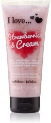 I Love Cosmetics Strawberries & Cream tusfürdő gél peeling hatással 200 ml