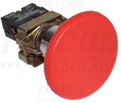 Tracon Tokozott gombafejű vészgomb, fémalap, piros sárga fedéllel 1×NC, 3A/400V AC, IP42, d=40mm (NYGBR42PTS)