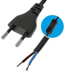 USE Home N 2K-2/BK hálózati csatlakozókábel kapcsolóval, 2 m, H03VVH2-F 2x0, 75 mm2 kábellel, egypólusú kapcsolóval, max. 460W, fekete (N 2K-2/BK)
