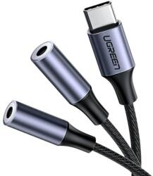 UGREEN Cablu de date UGREEN , 2x mama mini jack 3.5 mm si 1x tata USB-C, 25cm, Silver (30732)