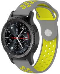 iUni Samsung okosóra szíj, Gear S3 iUni 22 mm szilikon sport Ezüst-Sárga (512865)