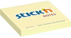 STICK N Bloc de notițe adezive, 76x76 mm, 100 coli, STICK N, galben pastel (21007)