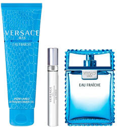 Versace Eau Fraiche szett VII. 100 ml eau de toilette + 10 ml mini parfüm + 150 ml tusfürdő (eau de toilette) uraknak garanciával