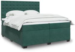 vidaXL sötétzöld bársony rugós ágy matraccal 200x200 cm (3291017)