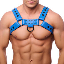 The Red Harness Snap Kék Bőr Hám - prémium intim kiegészítő - szexvital