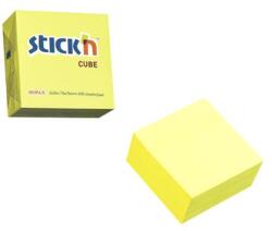 STICK N Öntapadó kockatömb, 76x76mm, 400 lap, STICK N, neonsárga (21010) - kellekanyagonline