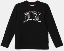 HUGO gyerek pamut hosszú ujjú felső fekete, nyomott mintás, G00148 - fekete 138