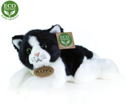 Rappa Pisica de pluș alb și negru mincinoasă, 24 cm, ECO-FRIENDLY