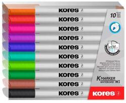 Kores Tábla- és flipchart marker készlet, 1-3 mm kúpos, KORES "K-Marker", 10 különböző szín (22841) - mystock