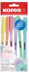 Kores Golyóstoll, 1, 0mm, kupakos, háromszögletű, KORES "KOR-M Pastel", kék, 6db/bliszt (37066) - mystock