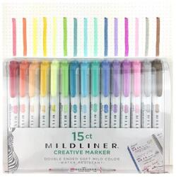 Zebra Szövegkiemelő készlet, 1, 4/4 mm, kétvégű, ZEBRA "Mildliner Highlighter", 15 különböző szín (78115) - mystock