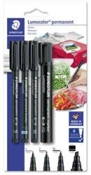 STAEDTLER Alkoholos marker készlet, STAEDTLER "Lumocolor 60" 4 különböző vastagság, fekete (60 BK-6) - mystock