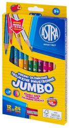 Astra Színes ceruza ASTRA Jumbo hengeres duó kétvégű hegyezővel + arany/ezüst 12 darabos 24 színű (312023910) - mystock