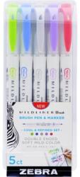 Zebra Ecsetirón készlet, kétvégű ZEBRA "Mildliner Cool & Refined", 5 szín (79205) - mystock