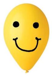  Léggömb, 30cm, smiley, sárga, 10db/cs (11-PRINTSARGASMIL)