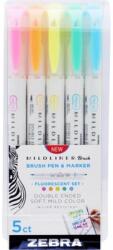 Zebra Ecsetirón készlet, kétvégű ZEBRA "Mildliner Fluorescent", 5 szín (79105) - mystock
