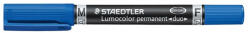 STAEDTLER Alkoholos marker, F/M, 0, 6/1, 5 mm, kúpos, kétvégű, STAEDTLER "Lumocolor Duo 348", kék (348-3) - mystock