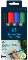 Schneider Tábla- és flipchart marker készlet, 2-3 mm, kúpos, SCHNEIDER "Maxx 290", 4 különböző szín (129094) - mystock