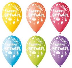 Léggömb, 30cm, "Happy Birthday", bohócos, 10db/cs (11-PRINTHBBOHOC) - mystock