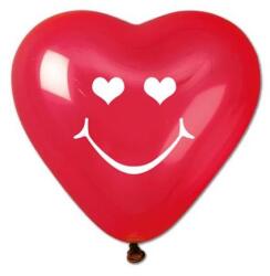  Léggömb, 40cm, szív alakú, smiley, piros, 10db/cs (CRS17-45SZIVSMILEY) - mystock