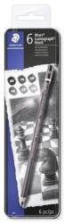 STAEDTLER Grafitceruza készlet, fém doboz, hatszögletű, STAEDTLER "Mars Lumograph 100B", 6 különböző keménység, fekete (100B G6) - mystock