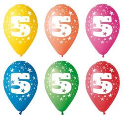  Léggömb, 26cm, számos, 5, 5db/cs (11-PRINT5) - mystock