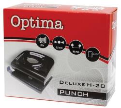 Optima Lyukasztó OPTIMA H-20 2 lyukú fém 20 lap fekete (22161) - mystock