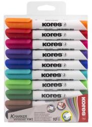 Kores Tábla- és flipchart marker készlet, 1-3 mm, kúpos, KORES "K-Marker", 10 különböző szín (20800) - mystock
